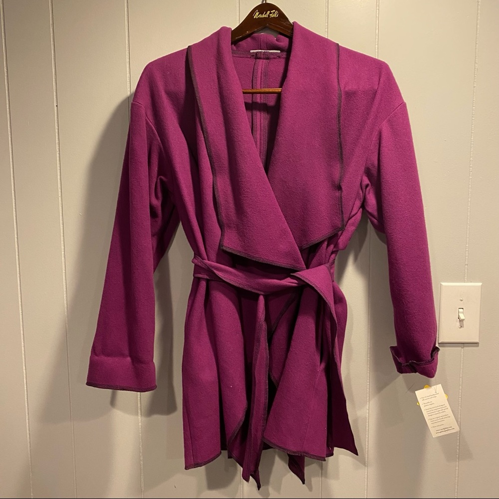 Carol Gildar Designs NEW handmade cashmere blend wrap sweater jacket fuchsia - Picture 6 of 16